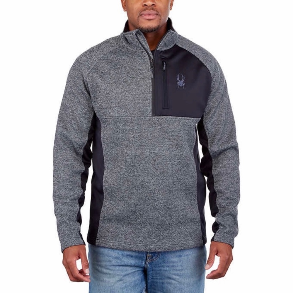 Spyder Gait Men’s Half Zip Black Gray Jacket Size Medium NWT